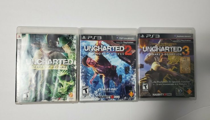 Uncharted 1, 2 & 3 – PlayStation 3 PS3 Bundle Lot of three Entire Games