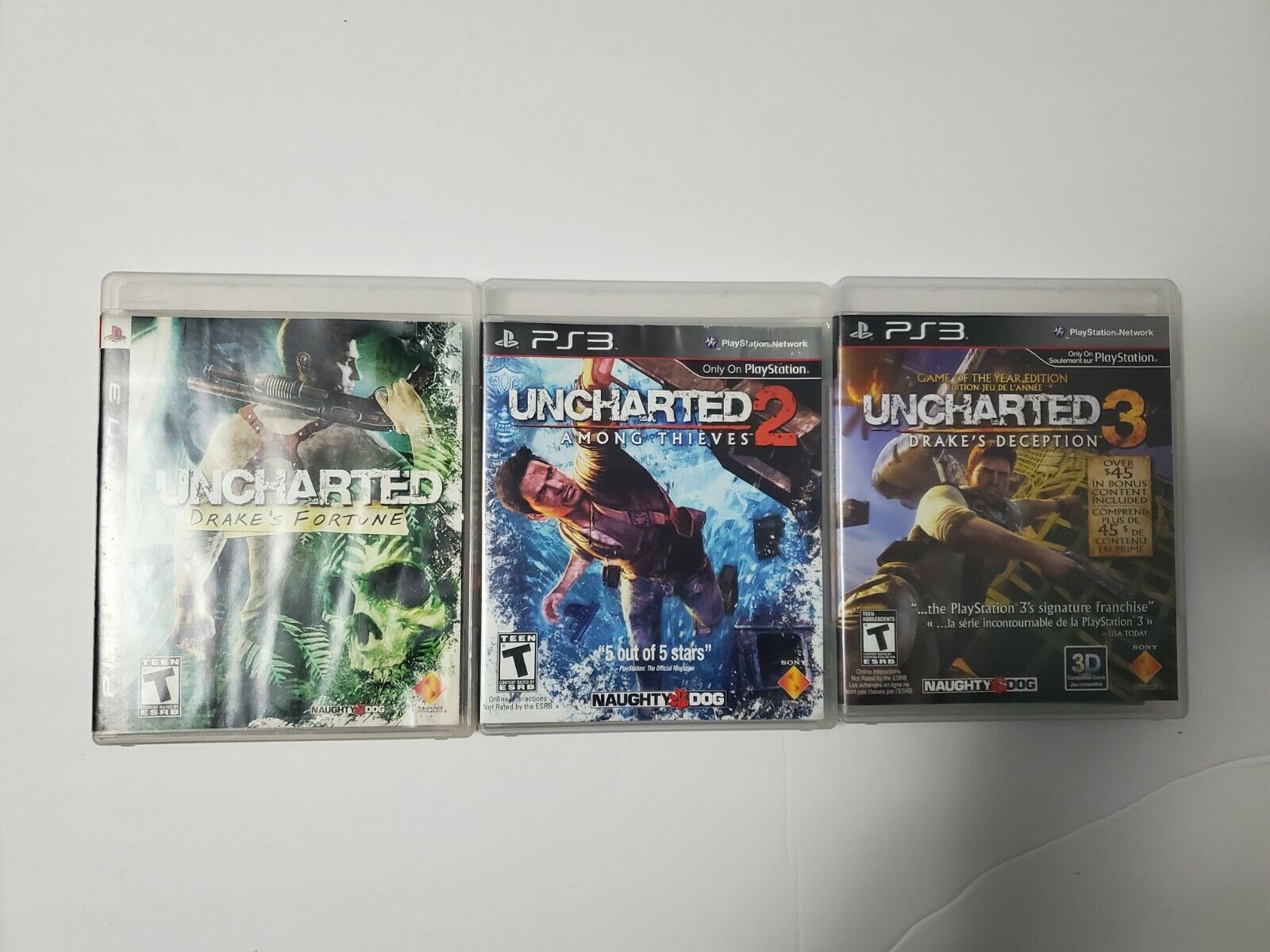 Uncharted 1, 2 & 3 PlayStation 3 PS3 Bundle Lot of three Entire Games
