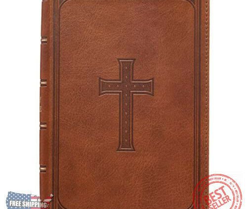 HOLY BIBLE King James Version Mountainous Tan Faux Leather NEW