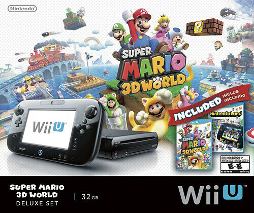 Nintendo Wii U Good Mario 3D World Deluxe Plot 32GB Dusky Console 4 Participant Ready