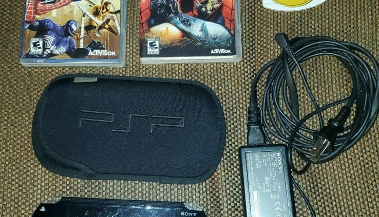 Sony PSP Console & games – Charger, 3 Games, 1 memory stick & soft case