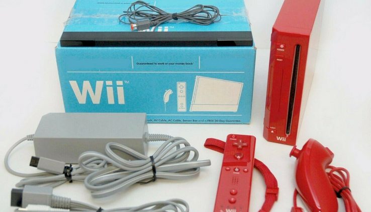 Nintendo Wii Exiguous Model RED Video Sport Console Dwelling System RVL-001 GameCube
