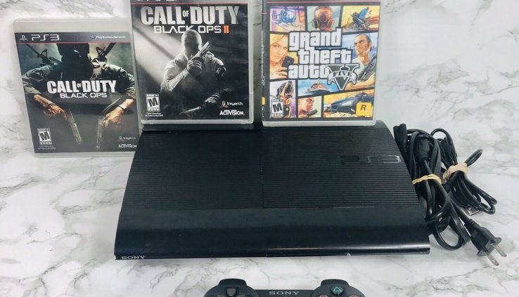 Sony PlayStation 3 PS3 Huge Slim 250GB Console Bundle, GTA V, Dark Ops 1