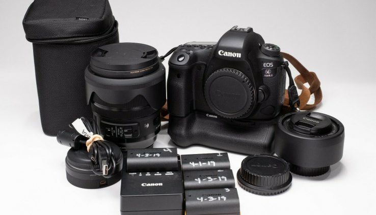 Canon EOS 6D Mark II, Grip, Batteries, Sigma Art 24-70 f2.8 + Nifty Fifty lens