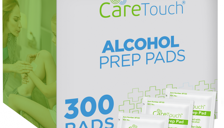 Care Touch Sterile Alcohol Prep Pads, Medium 2-Ply – 300 Alcohol Wipes