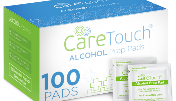 Care Touch Sterile Alcohol Prep Pads, Medium 2-Ply – 100 Alcohol Wipes