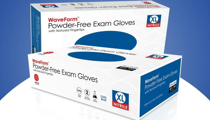 WaveForm Scientific Nitrile Examination Latex Free Disposable Gloves (Field of 100)