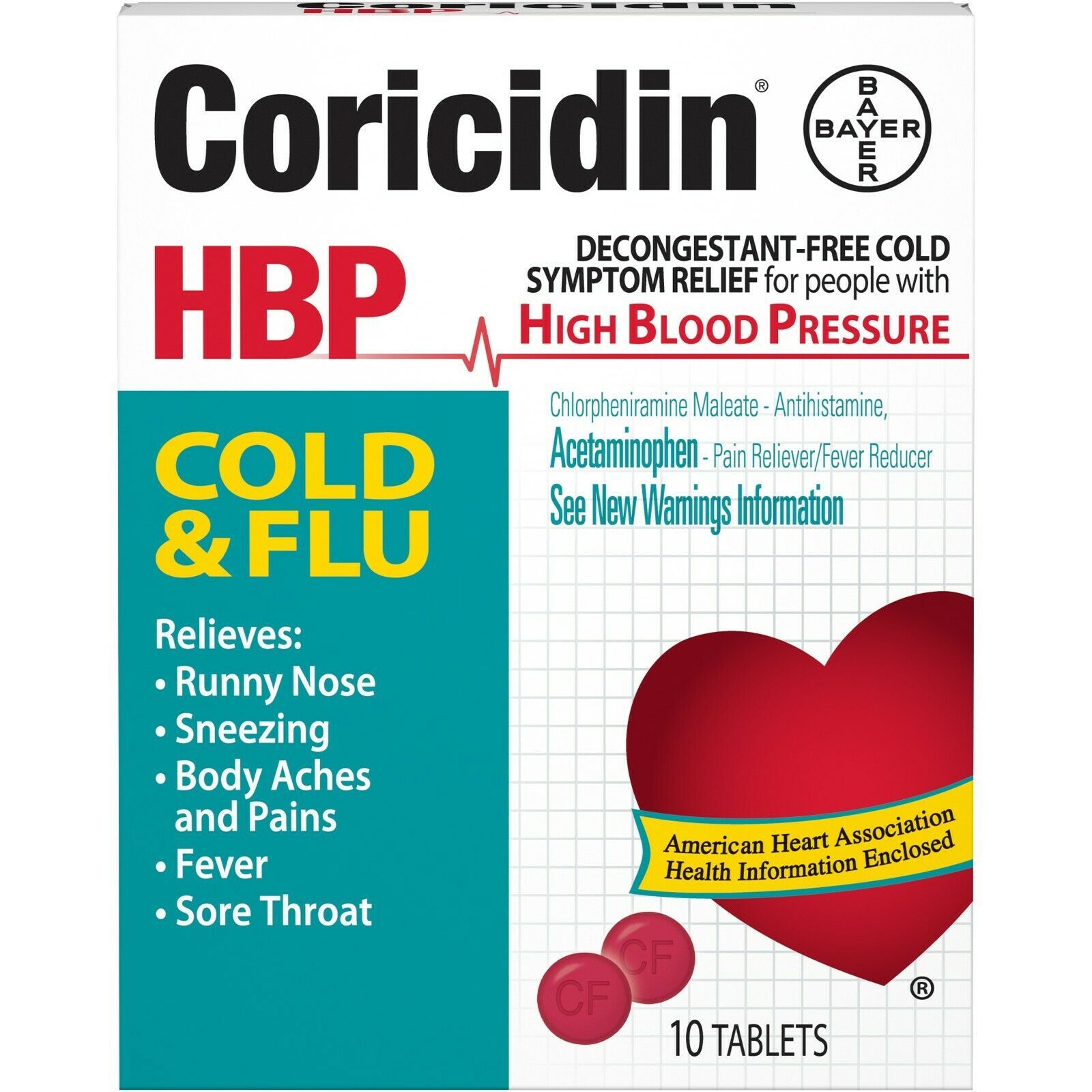 Coricidin HBP Chilly Flu Pills, 10 ea (Pack of two) on 