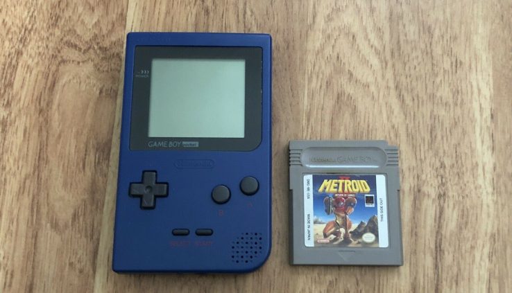 Nintendo Game Boy Pocket Blue w Metroid II + Case