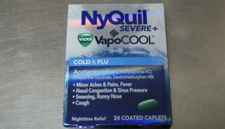 VICKS NYQUIL SEVERE VAPOCOOL COLD & FLU 24 CAPLETS EXP 04/2021 QUANTITY DISCOUNT