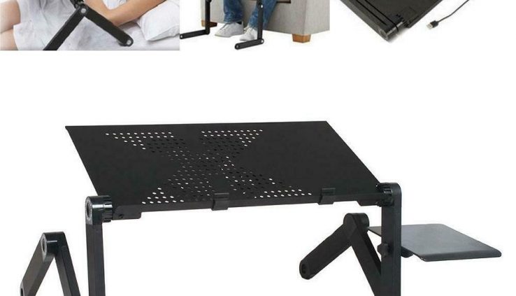 Adjustable Folding 360°Notebook Computer Desk Table Stand Mattress Tray + Cooling Fan