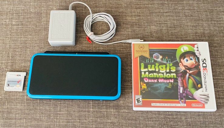 Nintendo 2DS XL Gadget Sad & Turquoise Lot Poke,Mario Kart 7,Luigis Mansion