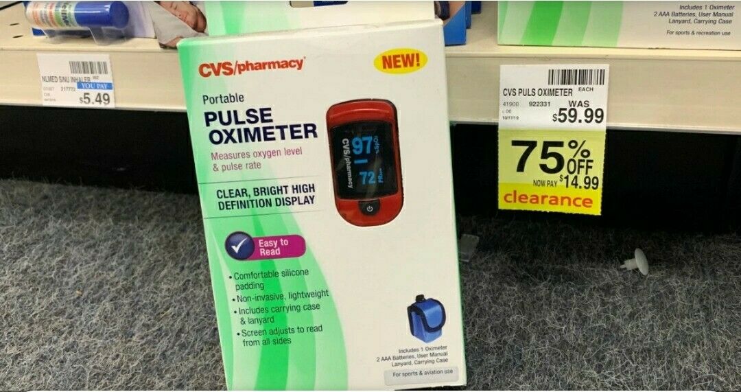 CVS Health PORTABLE PULSE OXIMETER MEASURES OXYGEN LEVEL & PULSE RATE