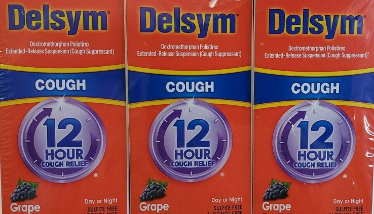 Delsym 12 Hour Cough Relief Grape Flavored Liquid – 6 packs of 1/2 fl oz.every