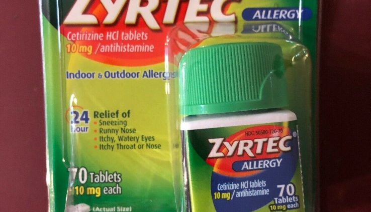 Zyrtec Hypersensitivity 24 Hour 70 Tablets 10mg each. Exp 06/2021. Free Shipping