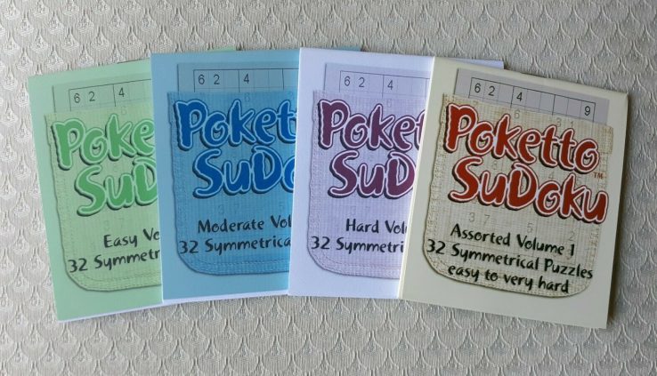 Poketto SuDoku Quantity 1 Four Pack | 4 Pocket sized Sudoku puzzle books – NEW!