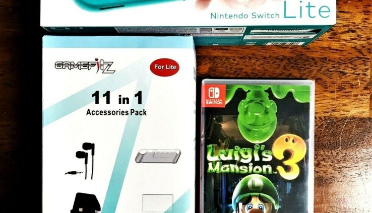 Nintendo SWITCH LITE Turquoise ~ LUIGI’S MANSION 3 Game ACCESSORIES ~ SHIPS FREE