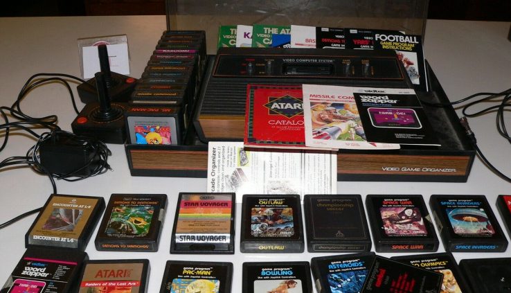 ATARI 2600 Design w/ Video games Organizer ALL 100% TESTED & WORKS