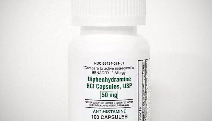 Diphenhydramine 50mg (generic Benadryl) by SDA Labs – 100 or 1000 Capsules