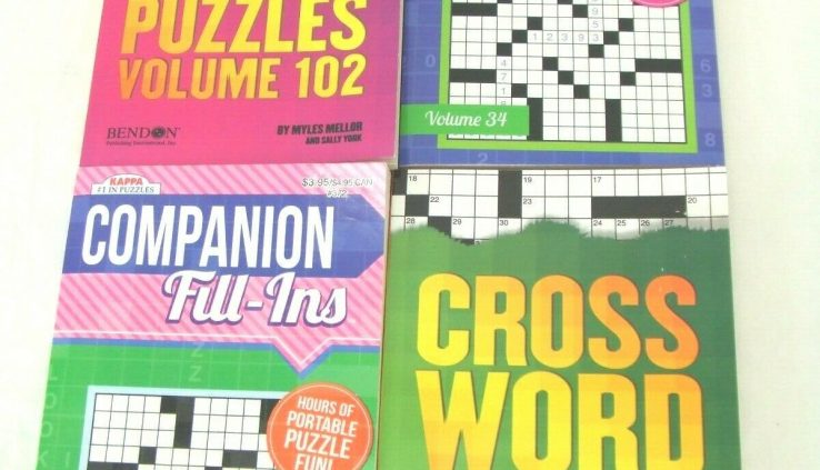 Lot of 4~2 Crossword Puzzle 2 Partner Web-In Books~NEW~Hours of Enjoyment~1A