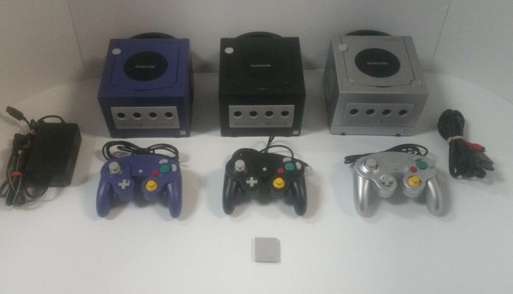 Nintendo Gamecube Draw Console Sunless Indigo Silver CLEANED AND TESTED