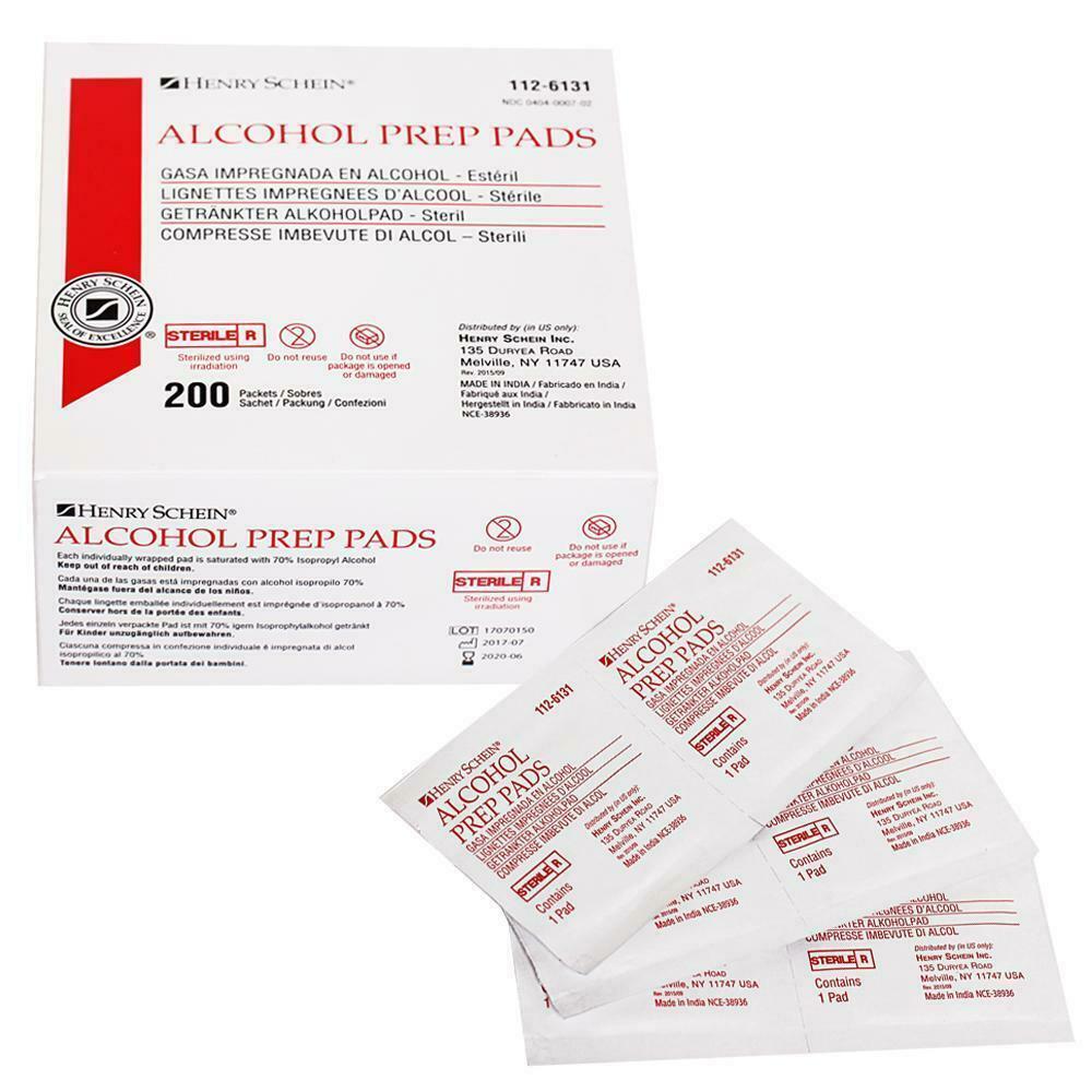 Alcohol Prep Pads 200 Every. Medium. Sterile. For my share wrapped (200