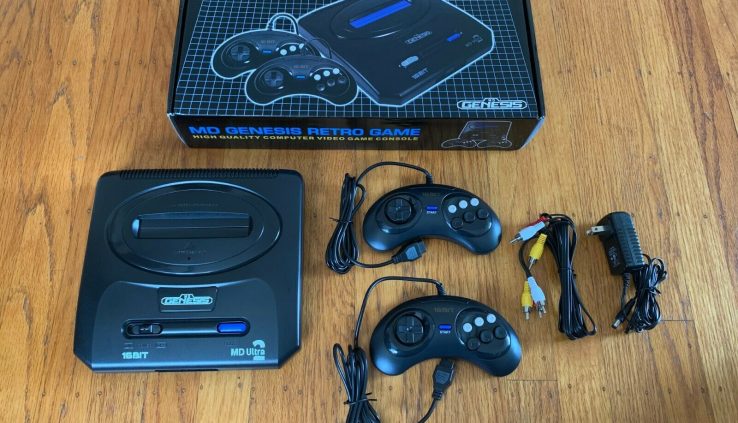 Retroad MD Genesis Sega Mega Power clone console arrangement with 170 built-in games