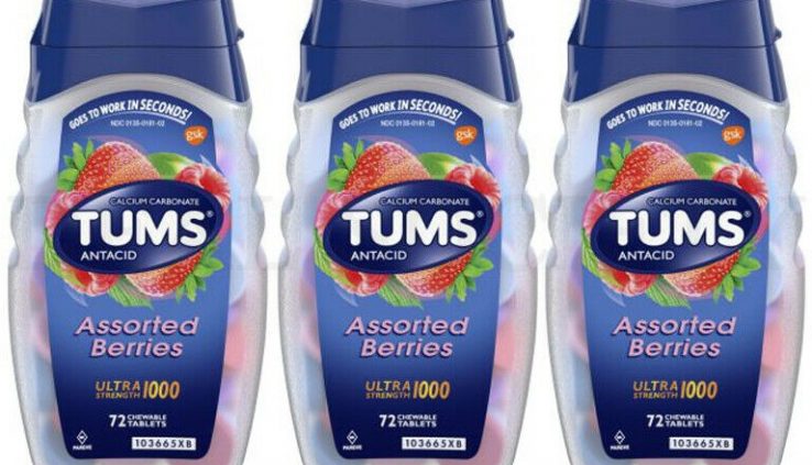 Tums Antacid Heartburn Reduction Ultra Energy Assorted Berry 72 Tabs – Lot of three