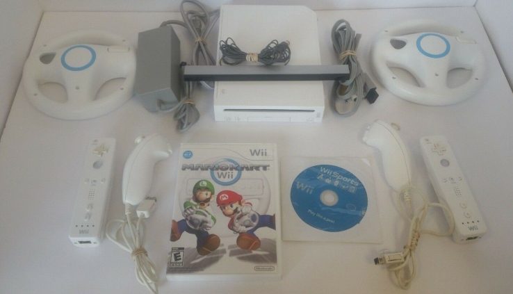 Nintendo Wii Mario Kart Console with Sports activities, 2 controllers and wheels