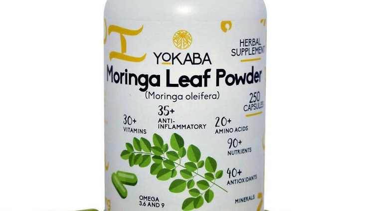 250 Capsules Moringa Oleifera Leaf Powder 500mg – Natural, YOKABA