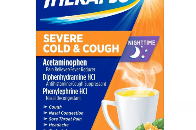 THERAFLU Severe Cold Cough NightTime PM Honey Lemon Infused Tea Powder 6 Packets