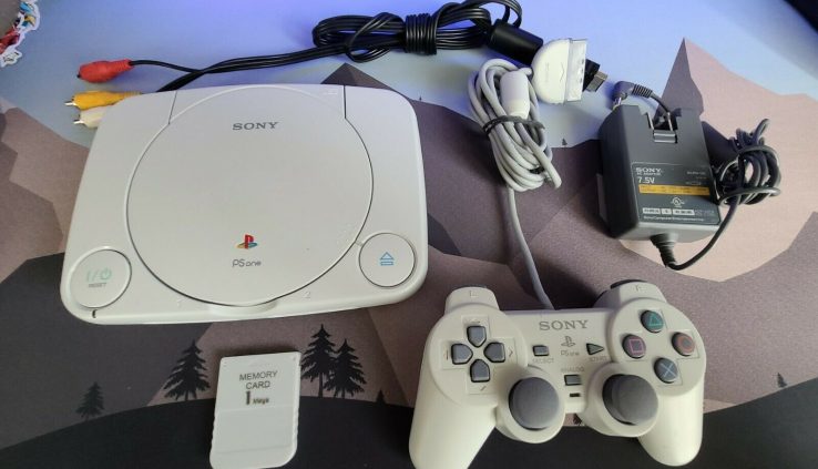 Sony PlaystationPSOne Slim Bundle SCPH-101 – Cables – Controller – Reminiscence Card