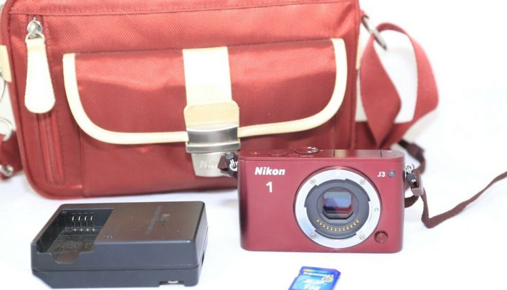 Nikon 1 J3 14.2MP Digital Digicam – Crimson Body, Case & memory EXCELLENT