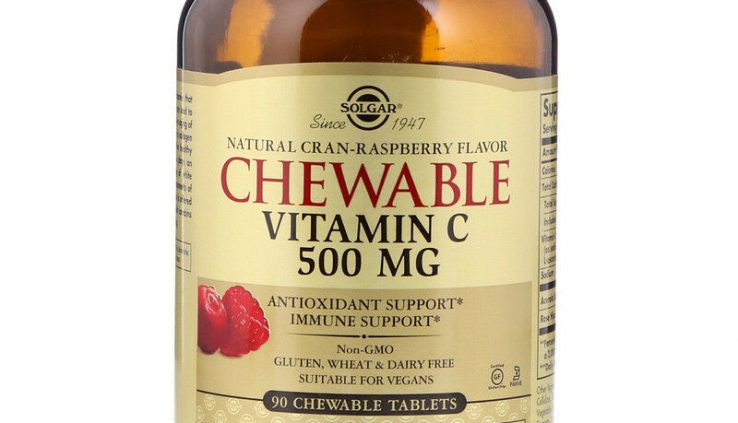 Solgar Nutrition C Cran-Raspberry Model 500 mg 90 Chewable Capsules FREE Shipping