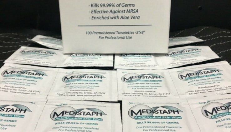 Medistaph Antimicrobial Pores and skin Wipes 100 ct. – 1 field