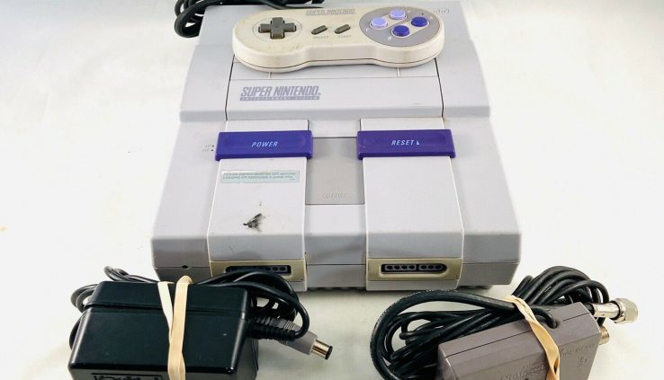 Tall Nintendo Console (SNES) + Cords, Skilled Satisfactory Examined (A8)