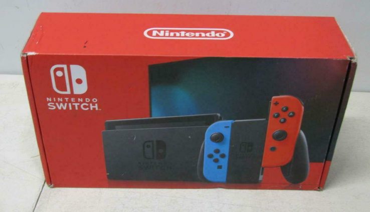 Nintendo Switch with Neon Blue and Red Controllers (2019)
