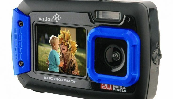 Ivation Blue 20MP Underwater Shockproof Digital Camera & Video Camera