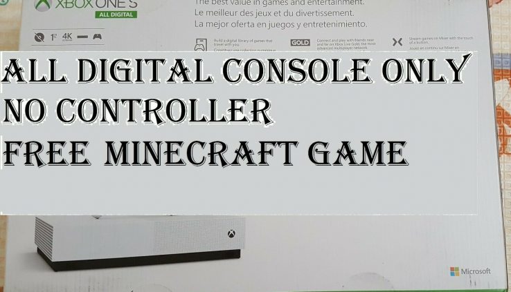 *No Controller* All-Digital Microsoft Xbox One S Console 1TB +Minecraft +1m Dwell