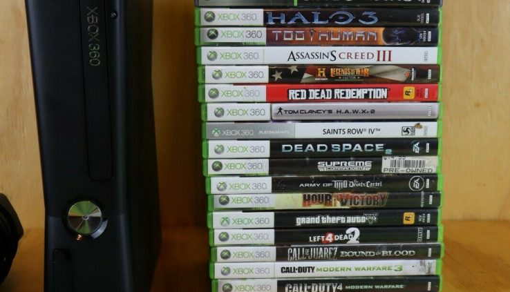 Xbox 360 S Console Gloomy Mannequin Substantial Bundle!  With 20+ Games