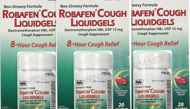 ROBAFEN Dextromethorphan Cough Gels  8hr Relief 20ct ( 3 pack )