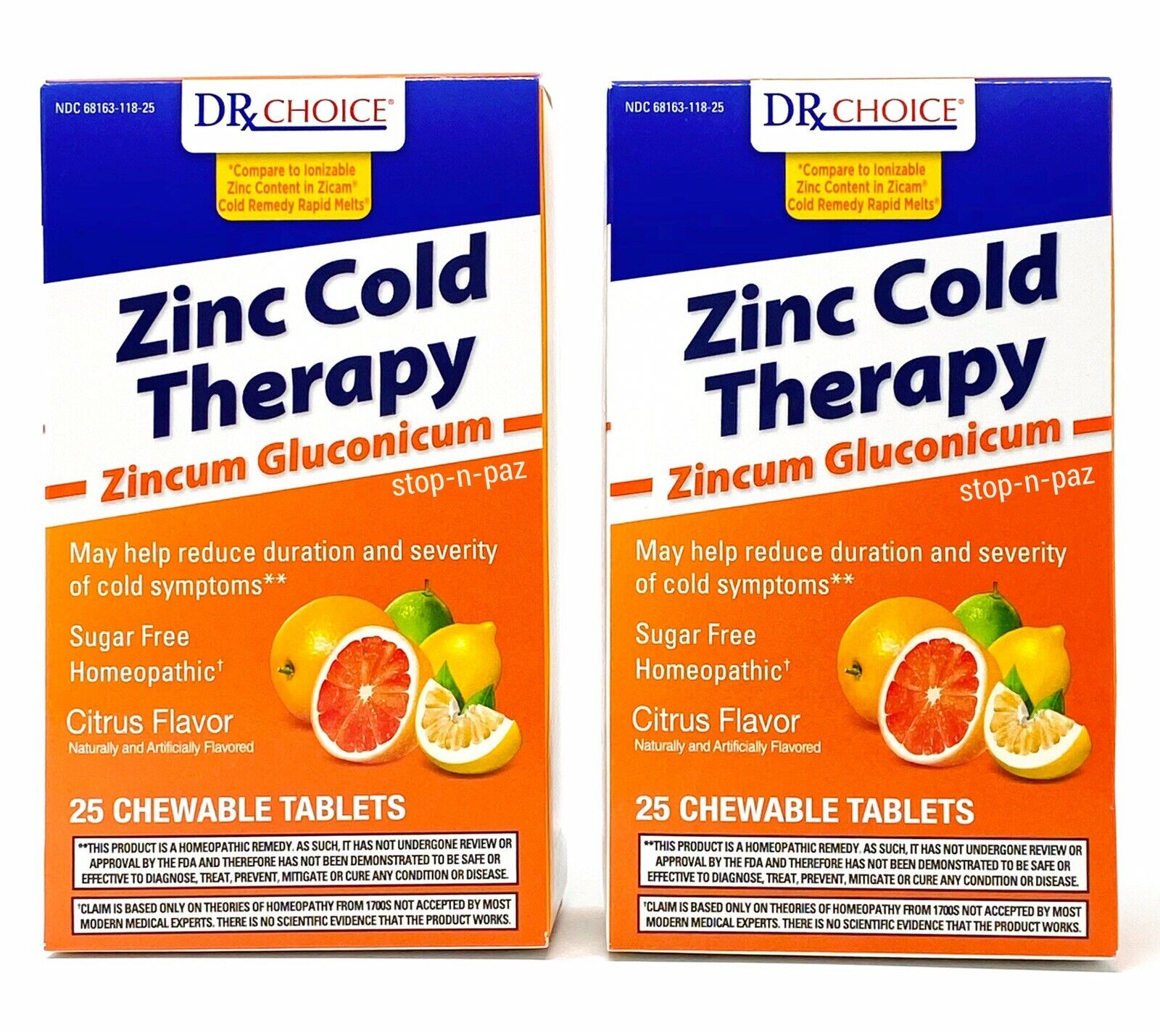 Dr Desire Zinc Generic Zicam Chilly Clear up Citrus RapidMelts 2 Pack