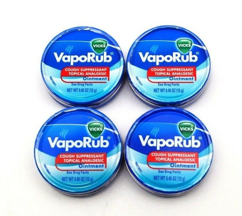 Vicks VapoRub Cough Suppressant Topical Analgesic Ointment 4 Pack, 0