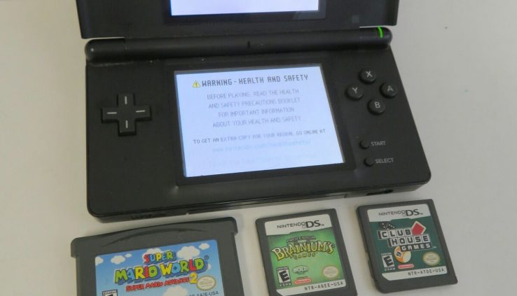 Nintendo DS Lite Shaded Handheld with 5 Video games alongside with Mammoth Mario World