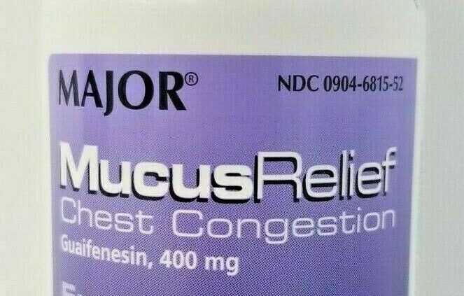 Major Mucus Relief Chest Congestion, Guaifenesin 400mg 60 Medication -Exp 11-2022