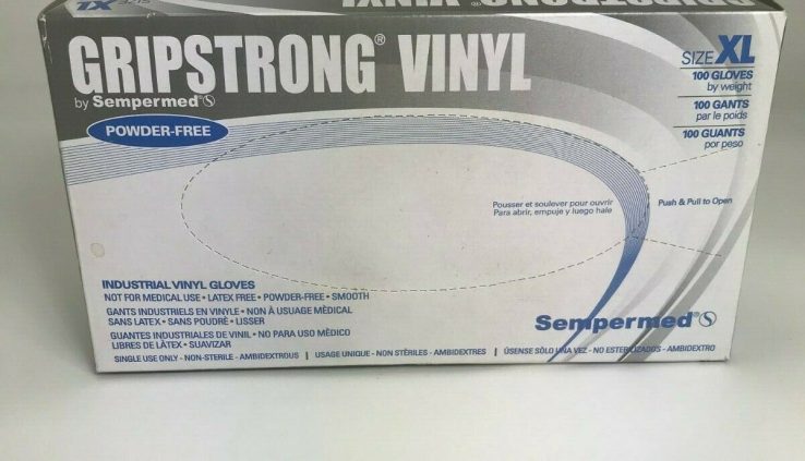 GripStrong Scientific/Vinyl White Gloves Powder Free 100 Pack (XL) FREE SHIPPING