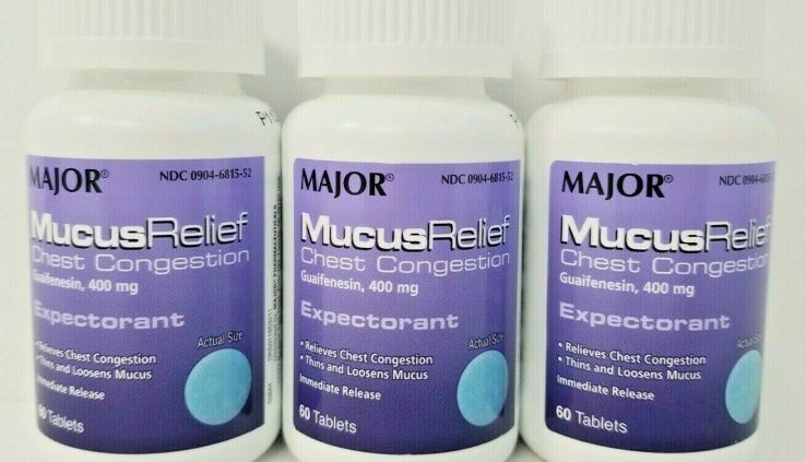 Predominant Mucus Relief Chest Congestion, Guaifenesin 400mg, 60 Capsules -3 Pack