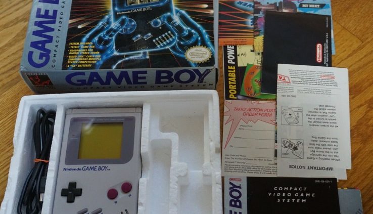 GREY Customary Nintendo Game Boy Complete in Box Console System #GB3 GREAT Shape