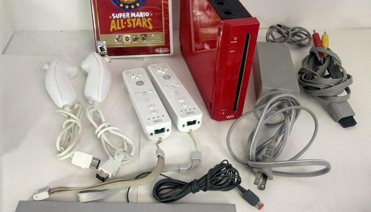 Nintendo Wii RVL-001 Console Bundle W/ 1 Game, 2 A ways-off And a pair of Nunchucks