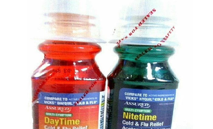 Assured 1 Daytime & 1 Nitetime Cold & Flu Relief Liquid Vicks NyQuil exp 8/21 []